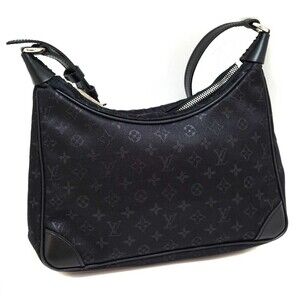 Louis Vuitton Boulogne Handbag Black Monogram Satin